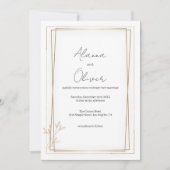 Luxe wit en goud minimalistische bruiloft kaart (Voorkant)