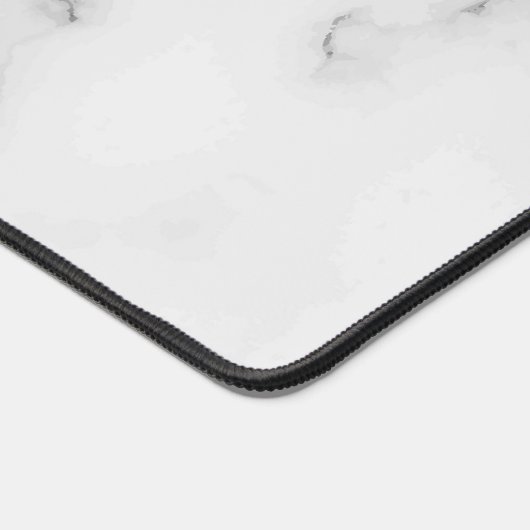 Luxe wit en grijs marmer textuur monogram bureaumat (Hoek)