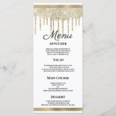 Luxe wit goud glitter druppels Bruiloft Menu (Voorkant)