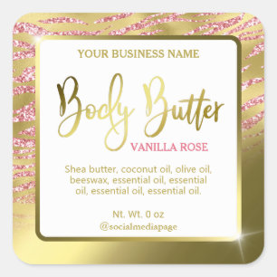 Luxe Wit Goud Zebra Print Body Butter Labels
