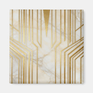 Luxe wit marmer gouden geometrisch patroon magneet