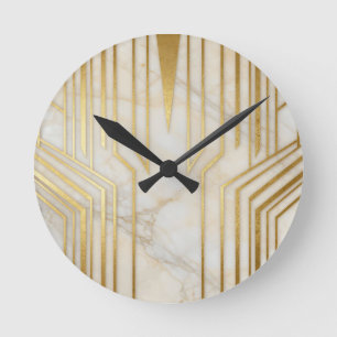 Luxe wit marmer gouden geometrisch patroon ronde klok