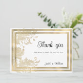 Luxe  witgouden bloemen Dank U Kaart (Staand voorkant)