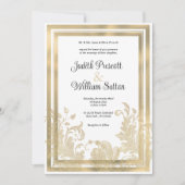 Luxe  witgouden bloemenbruiloft kaart (Voorkant)