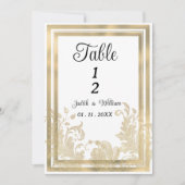 Luxe  witgouden bloementafel Nummers Kaart (Voorkant)