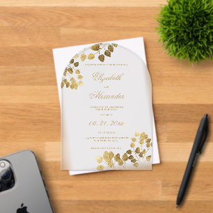 Luxe witgouden eucalyptus elegante bruiloft acryl uitnodigingen
