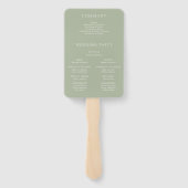 Luxe Witte Bloemen Premium Sage Bruiloft Programma Handwaaier (Achterkant)