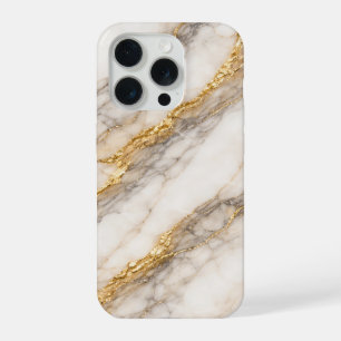 Luxe witte Calacatta-marmer met gouden aders iPhone 15 Pro Hoesje