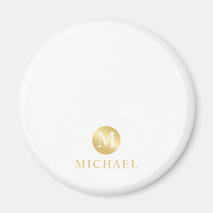 Luxe witte en gouden gepersonaliseerde monogram magneet