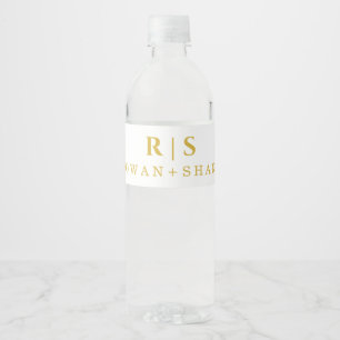 Luxe witte en gouden trouwwaterfleslabels waterfles etiket