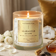 Luxe Witte Gouden Agate Elegante Glanzende Kaarsla