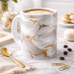 Luxe witte & gouden marmeren koffiemok – Elegante 