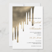 Luxe witte goudgradiënt druppelt huwelijksthema kaart (Voorkant)