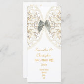 Luxe witte kant damast kerk bruiloft programma (Voorkant / Achterkant)