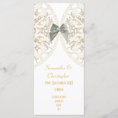 Luxe witte kant damast kerk bruiloft programma (Voorkant)