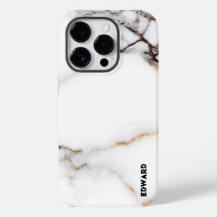 Luxe witte marmer textuur goud en grijze accenten Case-Mate iPhone 14 pro hoesje