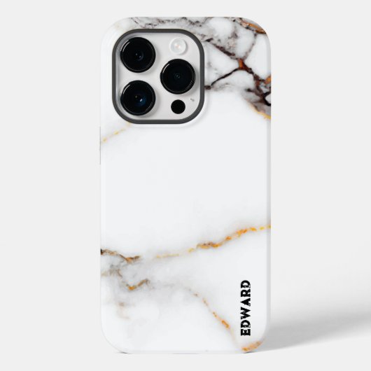 Luxe witte marmer textuur goud en grijze accenten Case-Mate iPhone case (Achterkant)