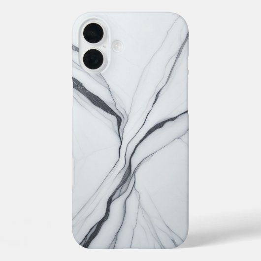 Luxe witte marmeren hoes - Elegante zwarte vloeist (Achterkant)