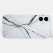 Luxe witte marmeren hoes - Elegante zwarte vloeist (Achterkant (horizontaal))