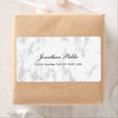 Luxe witte marmeren script moderne verzendadres etiket (Insitu)