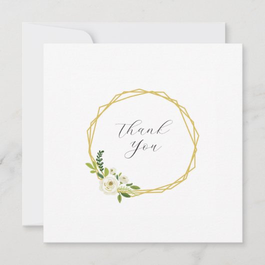 Luxe Witte Roos Bloemstuk Frame Bedankkaart (Voorkant)