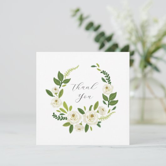 Luxe Witte Roos Bloemstuk Lijst Bedankkaart (Staand voorkant)