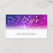 Luxe witte roze Paarse sparkle Glitter Initialen Visitekaartje (Voorkant)
