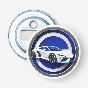 Luxe Witte Sportauto Embleem Button Flesopener