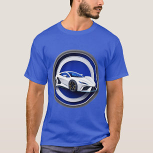 Luxe Witte Sportauto Embleem T-shirt