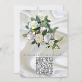 Luxe, witte, vloeiende zijde en witte rozen. kaart (Achterkant)