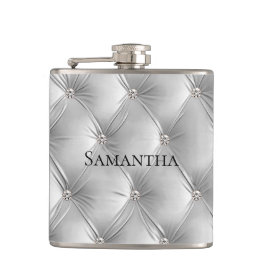 Luxe zachte grijze namaam fluweel bruidsmeisje heupfles