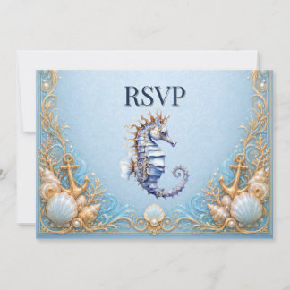 Luxe zeepaard strand bruiloft RSVP anker zeester Kaart