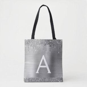 Luxe Zilver Glitter Glans Elegante Monogram Draagtas
