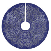 LUXE ZILVER & NAVYBLAUW KERST DAMAST CLASSY  KERSTBOOM ROK (Voorkant)