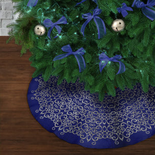 LUXE ZILVER & NAVYBLAUW KERST DAMAST CLASSY KERSTBOOM ROK