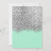 Luxe Zilver Neo Mint Glitter Confetti Bruiloft Save The Date (Achterkant)