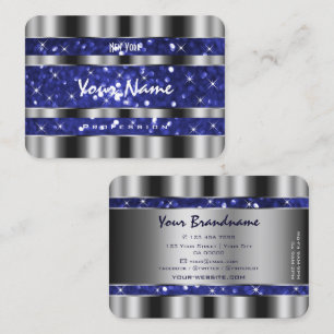 Luxe Zilver Royal Blue Sparkle Glitter Elegance Visitekaartje