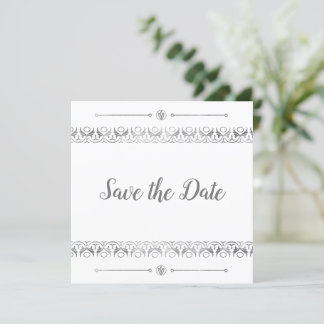 Luxe Zilver Save the Date Uitnodiging