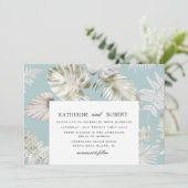 Luxe Zilver Tropisch Bladgroen Bruiloft Kaart (Staand voorkant)