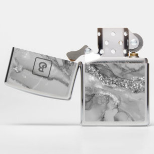 Luxe zilver & witte bloem-marmer