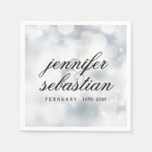 Luxe Zilveren bokeh BRUILOFT MONOGRAM Servet (Voorkant)