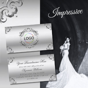 Luxe zilveren  decor met Logo weelderige bus Visitekaartje