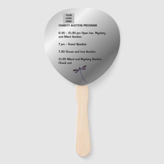 Luxe Zilveren Glans Charity Veiling Handwaaier (Voorkant)