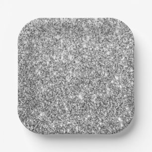 Luxe zilveren glitter feestservet papieren bordje