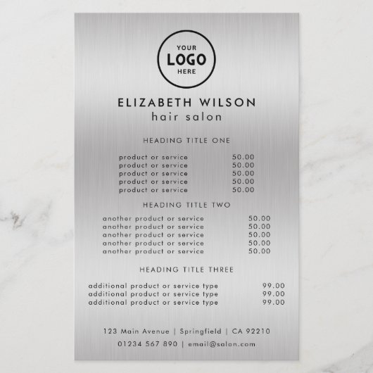 Luxe Zilveren Glitter Salon Benodigdheden Flyer (Voorkant)