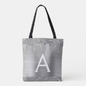Luxe Zilveren Glitter Sparkle Elegant Monogram Draagtas (Achterkant)
