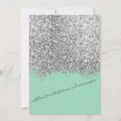 Luxe Zilveren Neo Mint Glitter Confetti Verloving Kaart (Achterkant)