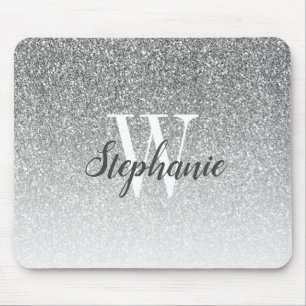 Luxe Zilveren Ombre Nep Glitter Monogram Muismat