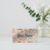 Luxe zilveren perzik gemarmerde glitter glanzende  visitekaartje (Staand voorkant)