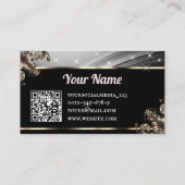 Luxe Zilveren Roze Rose Glitter Sterren QR Code Lo Visitekaartje (Achterkant)